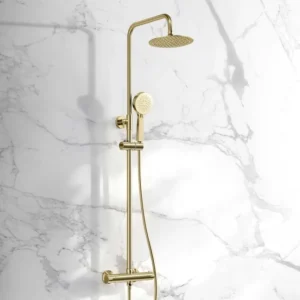 Brushed Brass Round Thermostatic Shower -SUPM30
