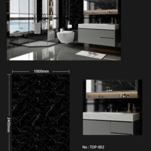 PVC Wall Panel -1000mm x 2400mm x 10mm - Black & Grey Top 002