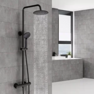 Matt Black Round Thermostatic Shower Mixer SUPM20