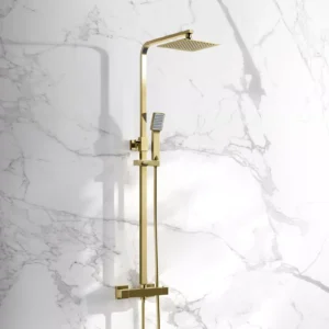 Brushed Brass Square Thermostatic Shower Mixer COSM30