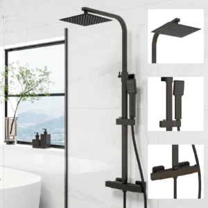 Matt Black Square Thermostatic Shower Mixer COSM25