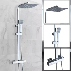 Chrome Square Thermostatic Shower Mixer -NCS20- Twin Head