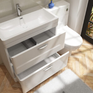 800mm Floor Standing Unit and Polymarble Basin White Gloss- (Apollo)