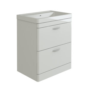 700mm Floor Standing Unit and Polymarble Basin White Gloss- (Apollo)