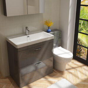 700mm Floor Standing Unit and Polymarble Basin Anthracite Grey Gloss- (Apollo)