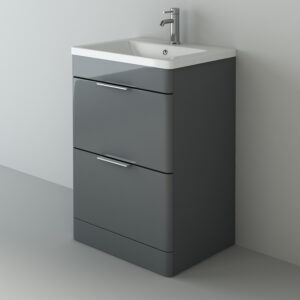 600mm Waterproof Vanity With Ceramic Basin- Anthracite Gloss (Comet)