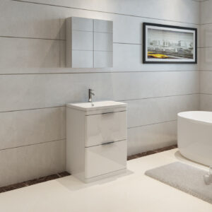 600mm Waterproof Vanity With Ceramic Basin- White (Comet)