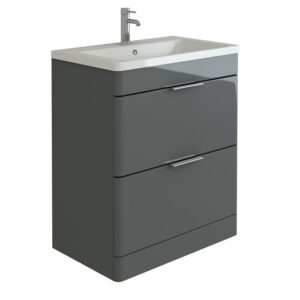 750mm Waterproof Vanity With Ceramic Basin- Anthracite Gloss (Comet)
