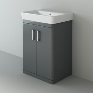 600mm Waterproof Vanity With Ceramic Basin- Anthracite Gloss (Solar)