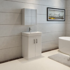 600mm Waterproof Vanity With Ceramic Basin- White (Solar)