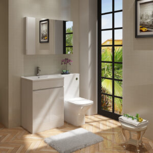 1100 White Gloss L Shape Vanity Set (600 Unit, 500 WC, Basin Left Hand)