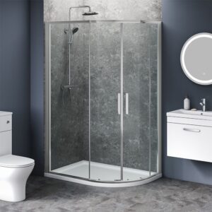 Chrome Off Set Quadrant Shower Enclosure 1200mm x 800mm x 1850mm