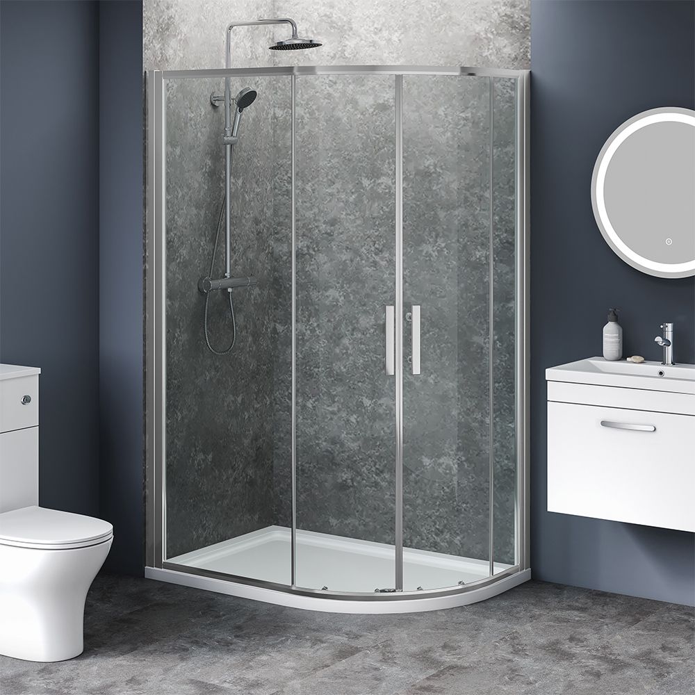 Chrome Quadrant Shower Enclosure 900mm x 700mm x 1850mm High