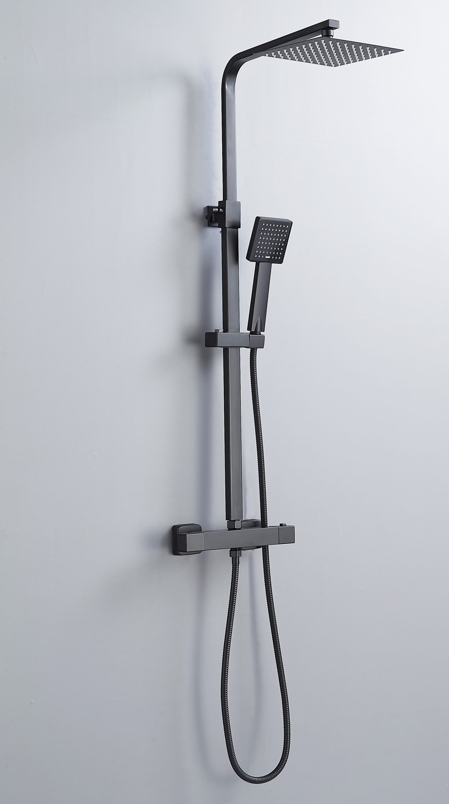 Square Thermostatic Bar Mixer w/Riser Kit - Matt Black